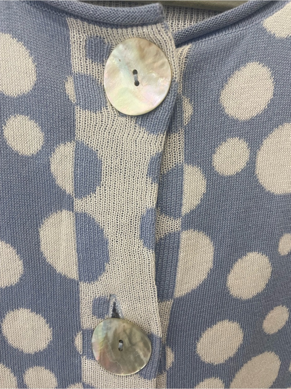 Habitat Light Blue and White Polka Dot Cardigan Sweater - Picture 6 of 8